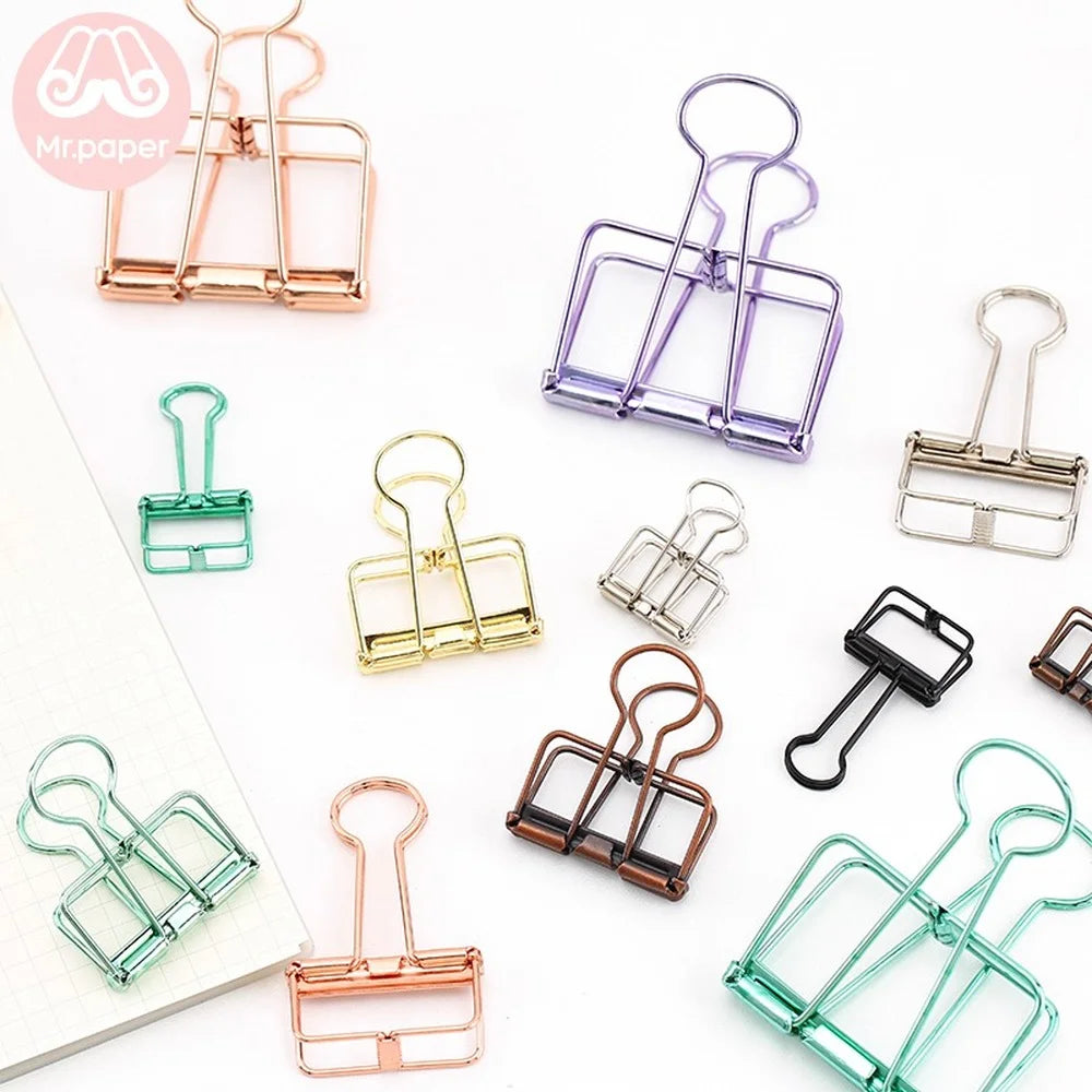 Mr Paper 8 Colors 3 Sizes 1 Pcs Colors Gold Sliver Rose Green Purple Binder Clips Large Medium Small Office Study Binder Clips