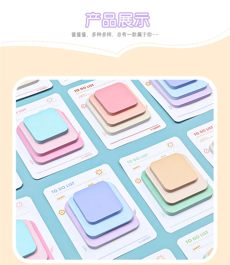 Multicolor Memo Pad 3 Size Adhesive Notepad Decal Scrapbooking DIY Diary Sticky Note Office School Supplies Kawaii Stationery