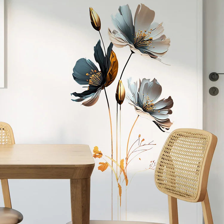 Beautiful Flower Wall Sticker For Living Room Background Decor Decals Bedroom Beautify Home Decoration Self-adhesive Wallpaper