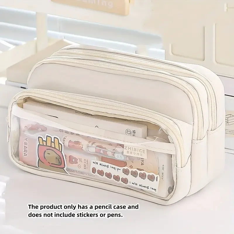 New Large Capacity Pencil Case Stationery Pen Bag Beauty Bag Portable Cosmetic Storage Bag Back to School Student Supplies