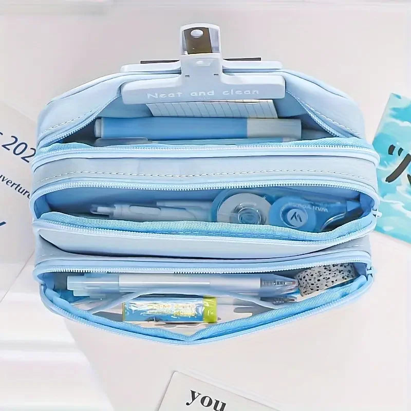 New Large Capacity Pencil Case Stationery Pen Bag Beauty Bag Portable Cosmetic Storage Bag Back to School Student Supplies