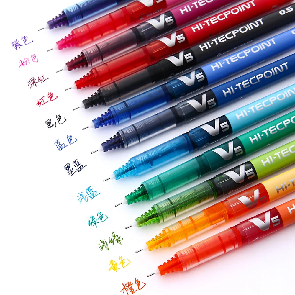 12 Pilot BX-V5 Gel Pens Hi Tecpoint Straight Liquid Pen Large Capacity Quick-drying Ink 0.5mm Needle Point Stationery