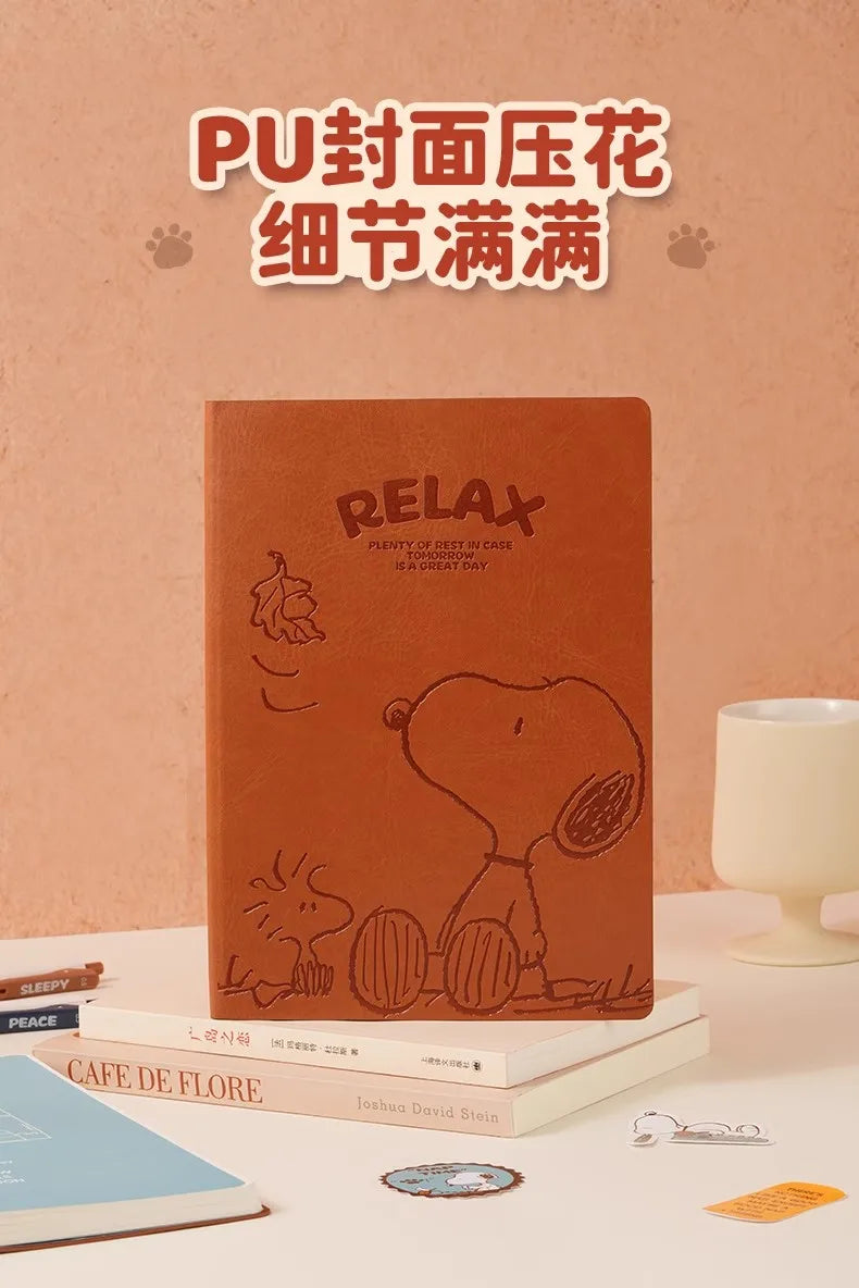 Snoopy Pu Notebook Kawaii Diary Originality Ins Popularity Cartoon Student Stationery Cute Notepad Boy Girl Quality Reward Gift